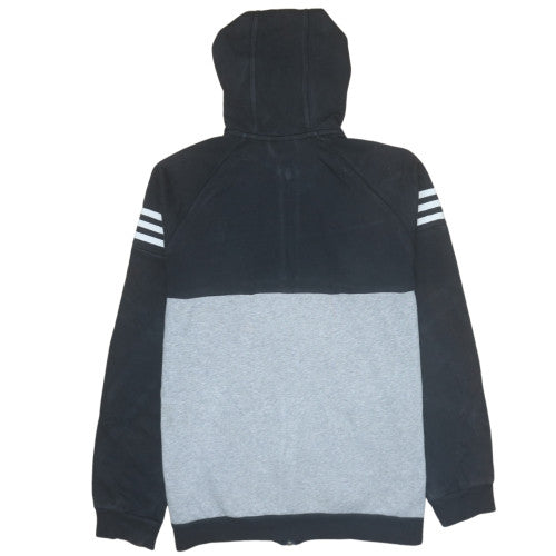 Adidas Boys Black & Grey Full Zip Hoodie 15-16 Years Classic Fleece