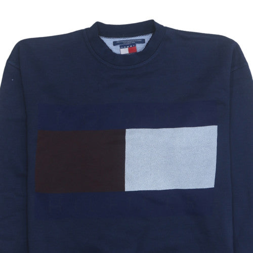 Tommy Hilfiger Men’s Blue Logo Crew Neck Pullover Sweatshirt L