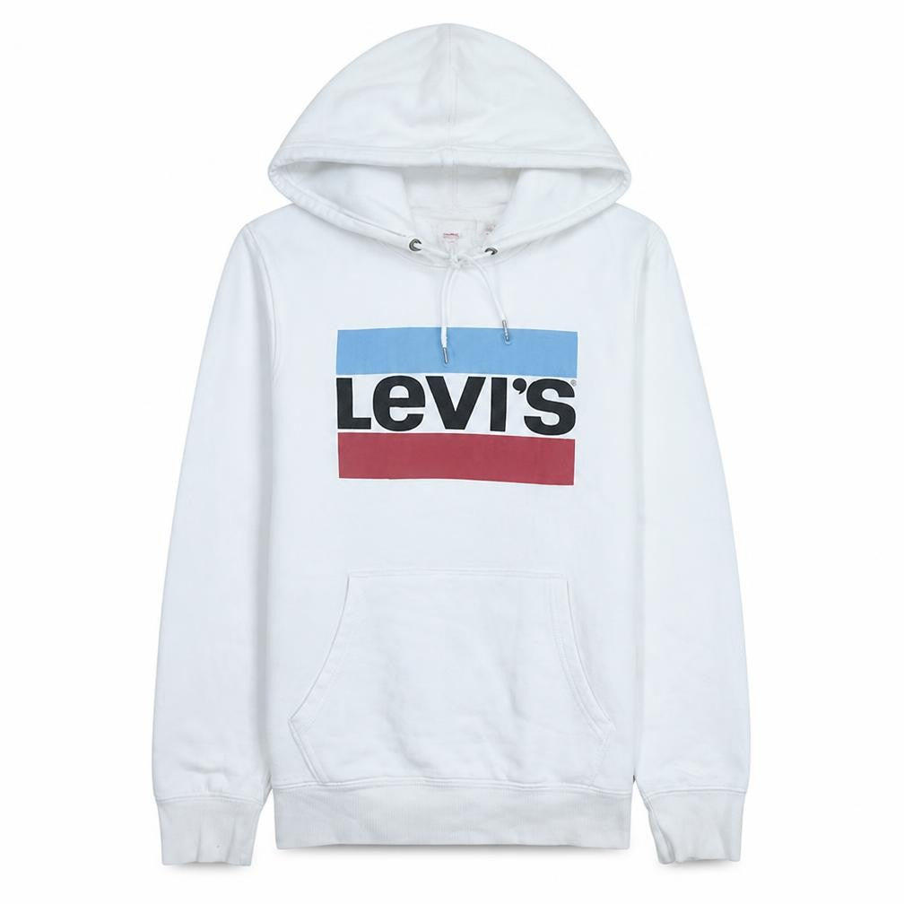 Levi's Men's White Pullover Hoodie Small Regular Fit Graphic Logo