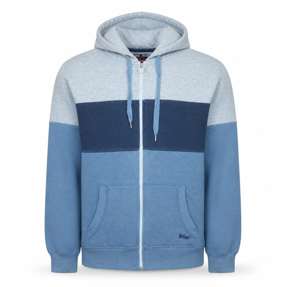 Lee Cooper Men’s Blue Full Zip Colour Block Hoodie Size L