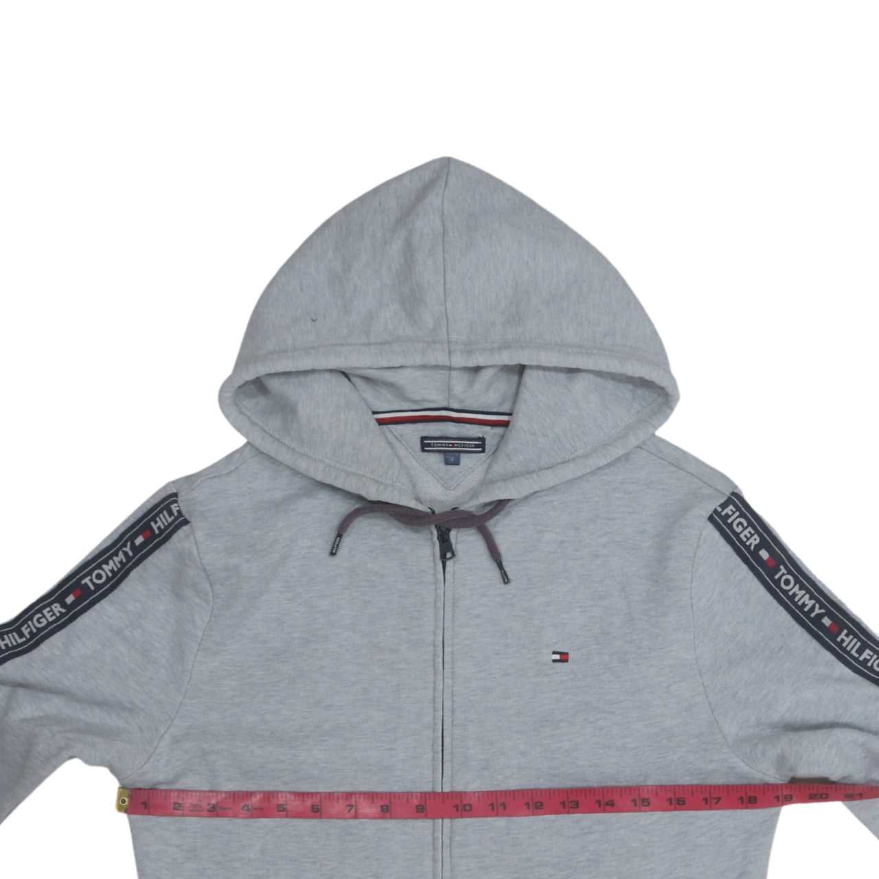 Tommy Hilfiger Women’s Grey Full Zip Hoodie Size S Logo Tape Design