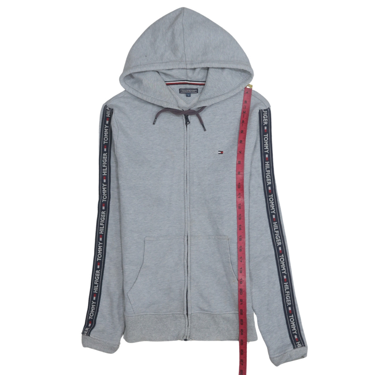 Tommy Hilfiger Women’s Grey Full Zip Hoodie Size S Logo Tape Design