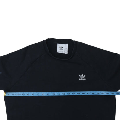 Back view of Adidas Men’s Black Pullover Sweatshirt L Crew Neck Logo Fleece