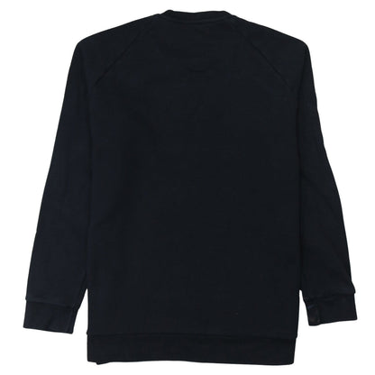 Brand and care label for Adidas Men’s Black Pullover Sweatshirt L Crew Neck Logo Fleece