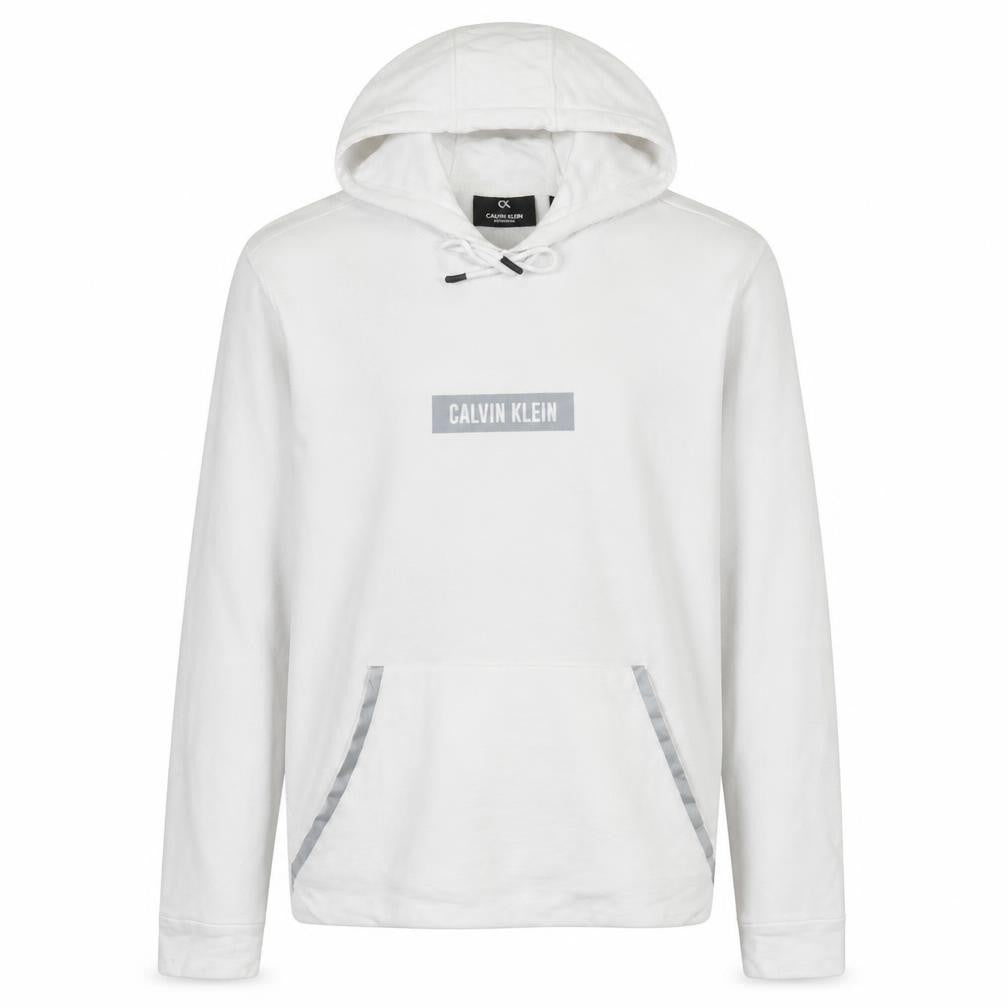 Calvin Klein Men’s White Pullover Hoodie Medium Logo Fleece