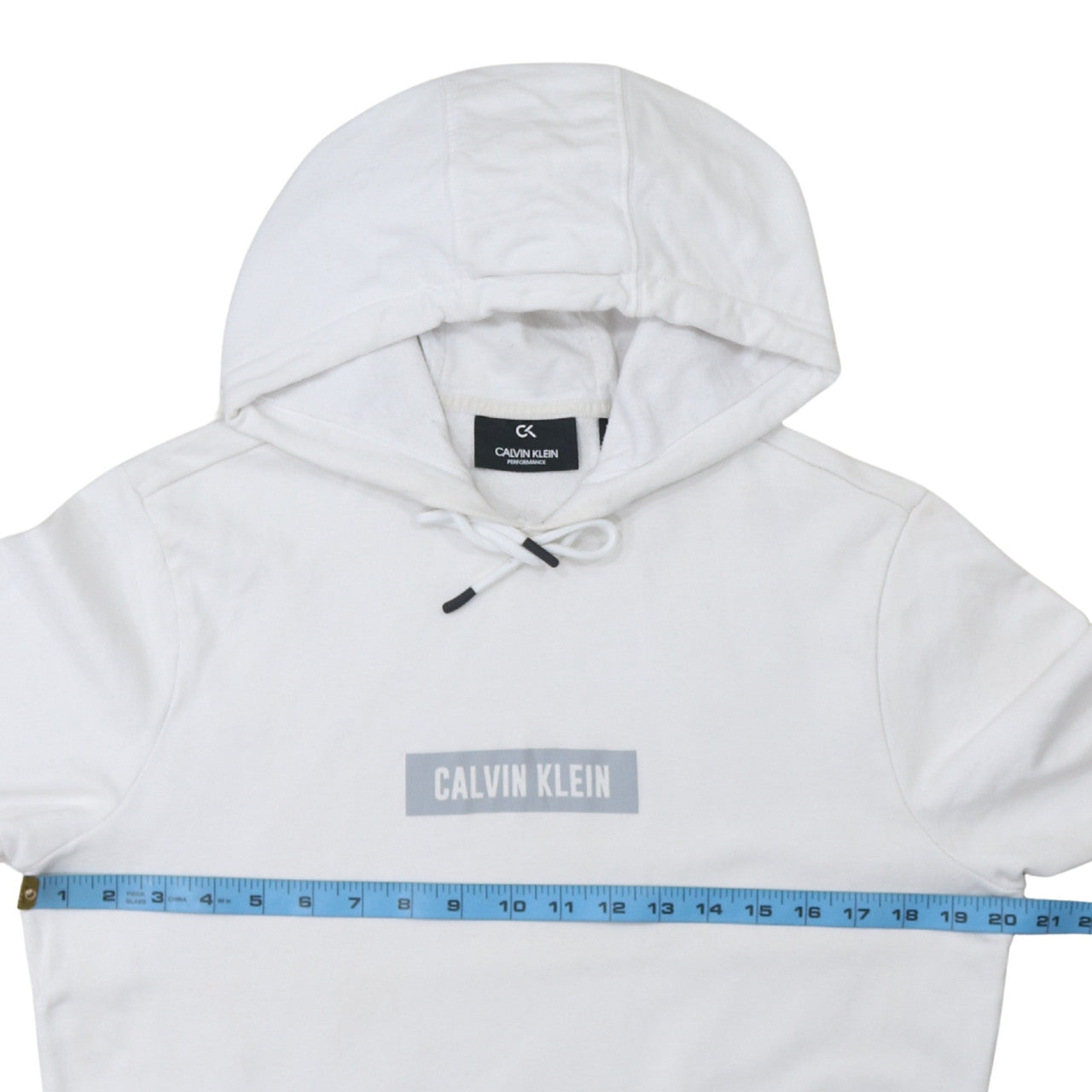 Calvin Klein Men’s White Pullover Hoodie Medium Logo Fleece