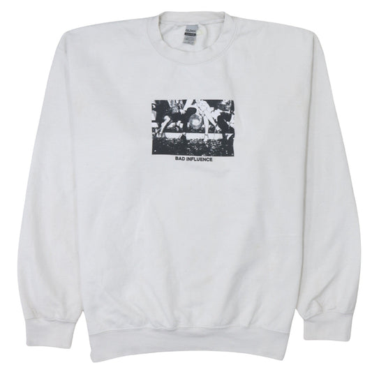 Gildan Women White Graphic Print Pullover Sweatshirt L