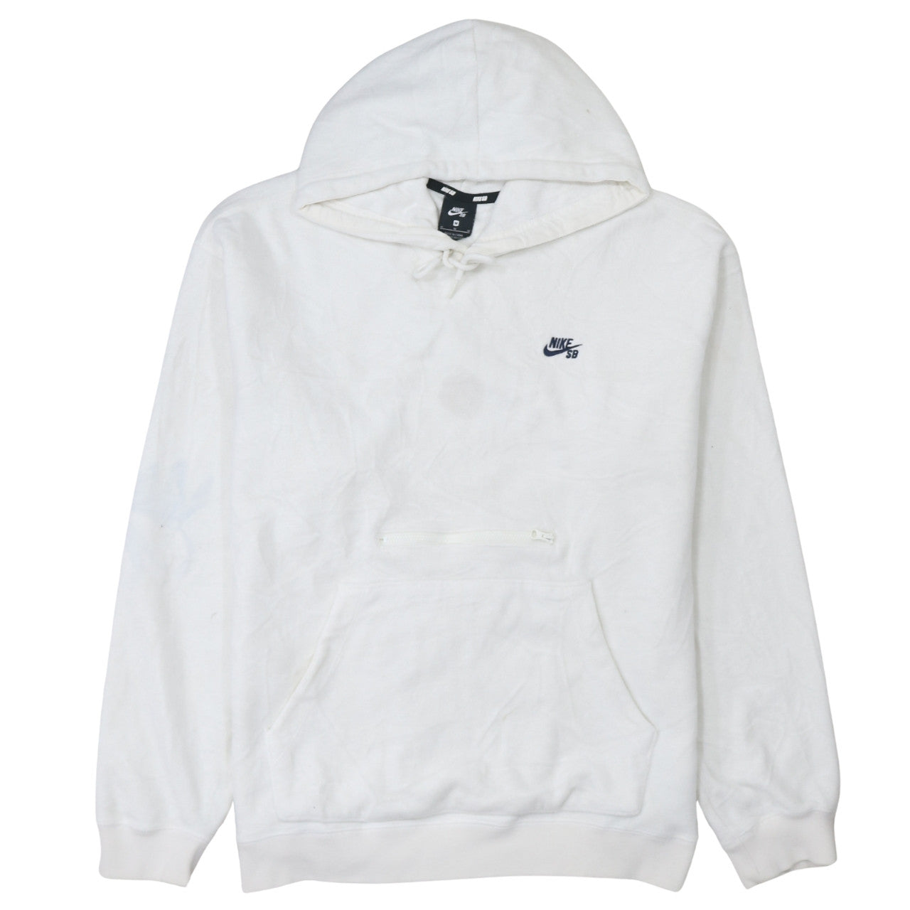 Nike SB Men's White Medium Pullover Hoodie with Zip Pocket