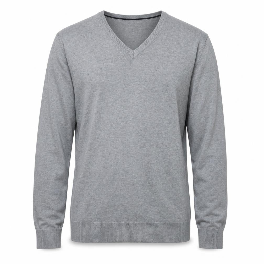 Gap Men's Grey V-Neck Cotton Pullover Jumper Size M