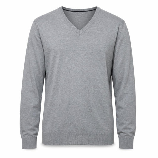 Gap Men's Grey V-Neck Cotton Pullover Jumper Size M