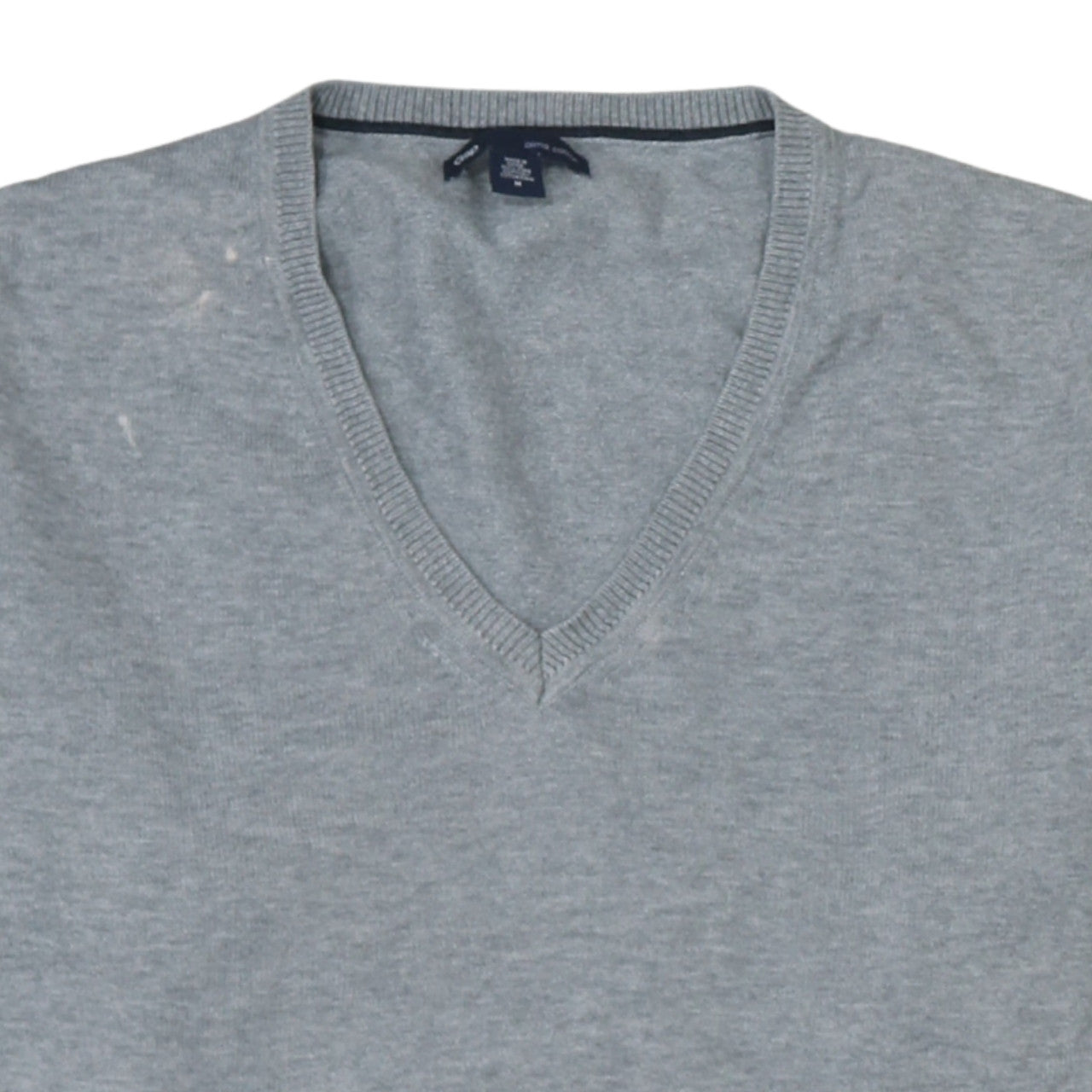 Gap Men's Grey V-Neck Cotton Pullover Jumper Size M