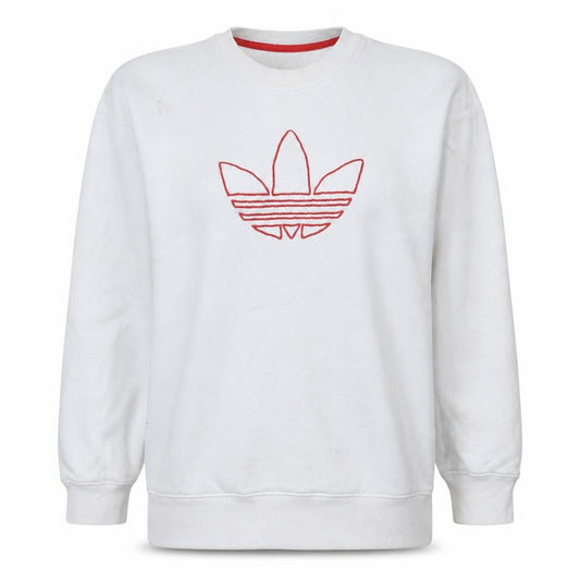 Adidas Women White Crew Neck Pullover Sweatshirt Size 10 Cotton Logo