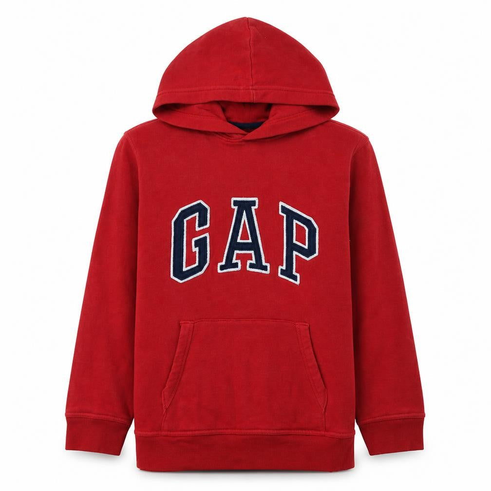 Gap Boys Red Pullover Hoodie Size 14-16 Cotton Blend Logo Sweatshirt