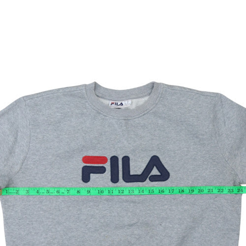 Fila Mens Grey XL Pullover Sweatshirt Logo Crew Neck Fleece