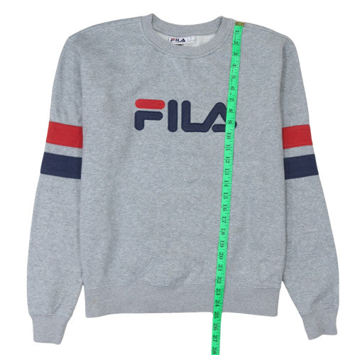Fila Mens Grey XL Pullover Sweatshirt Logo Crew Neck Fleece