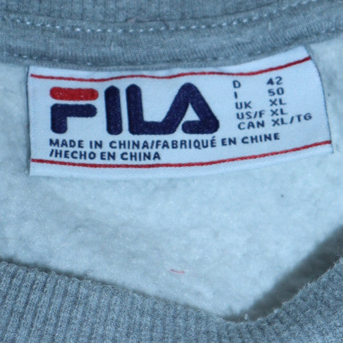 Fila Mens Grey XL Pullover Sweatshirt Logo Crew Neck Fleece
