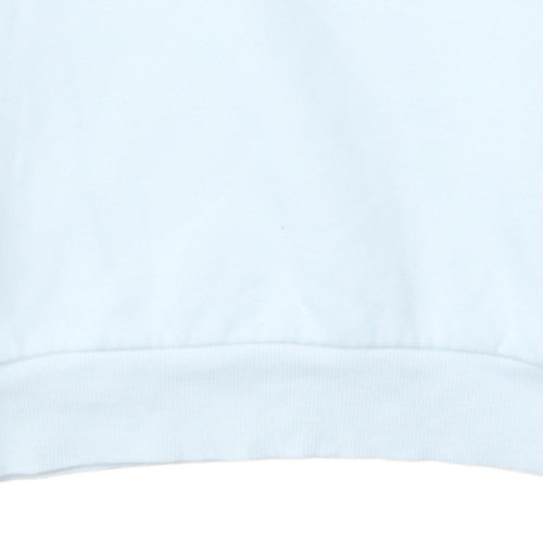 Adidas Girls White XL Pullover Sweatshirt with Logo Print and Striped Sleeves