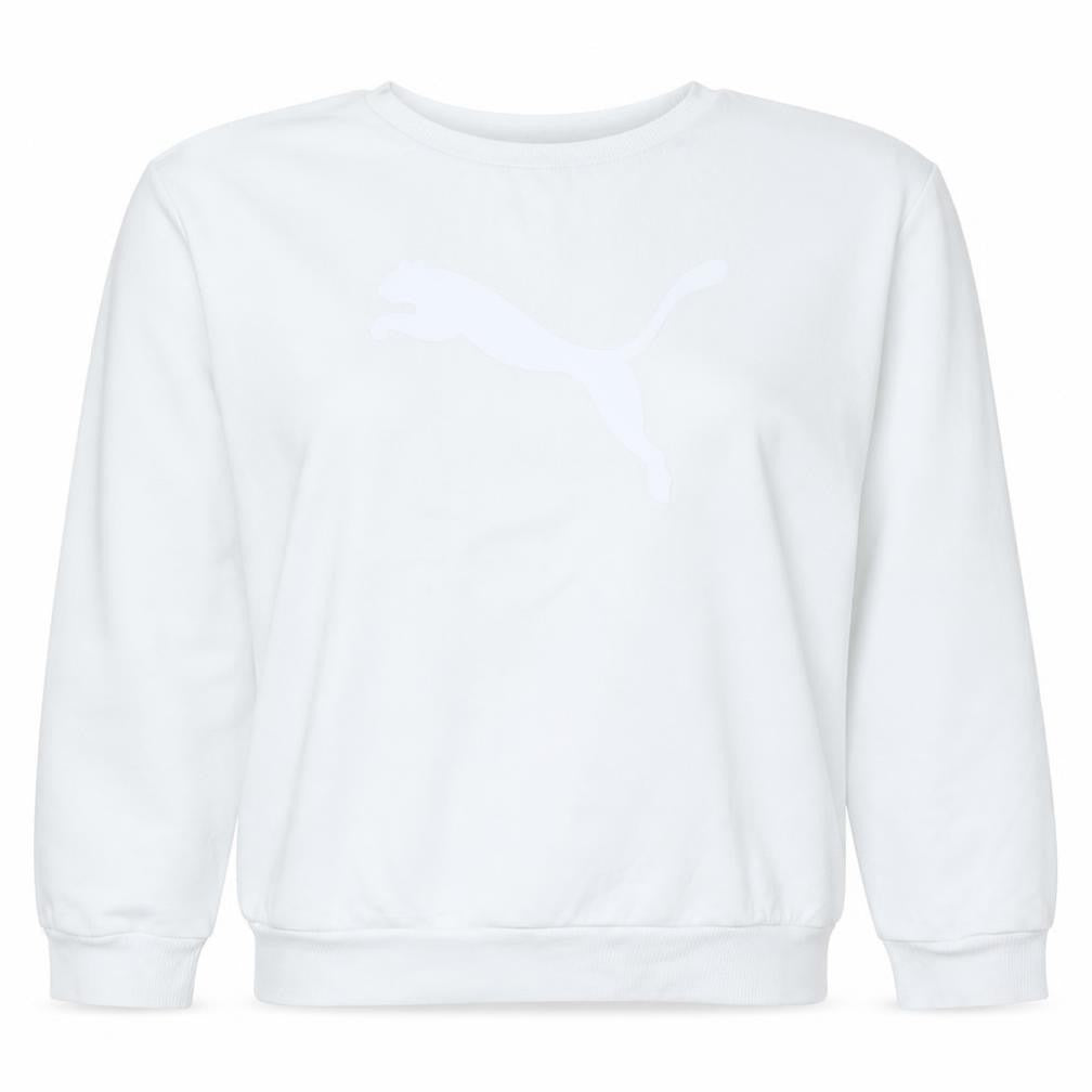 Puma Womens White Crew Neck Pullover Sweatshirt Size M Relaxed Fit