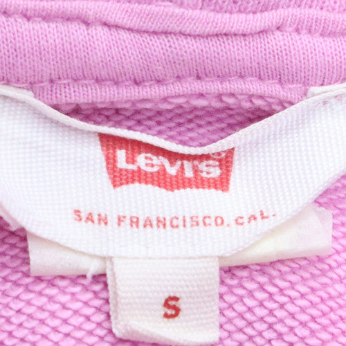 Levi's Women Pink Pullover Hoodie S Hooded Cotton Logo Sweatshirt