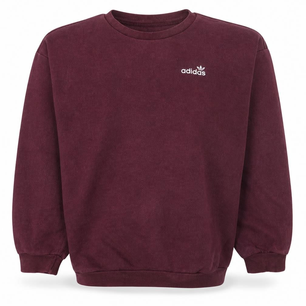 Adidas Womens Burgundy Crew Neck Pullover Sweatshirt UK 6 XS