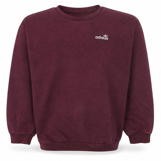 Adidas Womens Burgundy Crew Neck Pullover Sweatshirt UK 6 XS