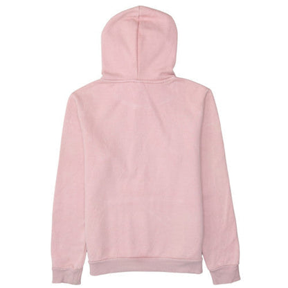 Brand and care label for Puma women’s pink pullover hoodie m logo hooded sweatshirt