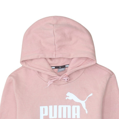 Additional view of Puma women’s pink pullover hoodie m logo hooded sweatshirt