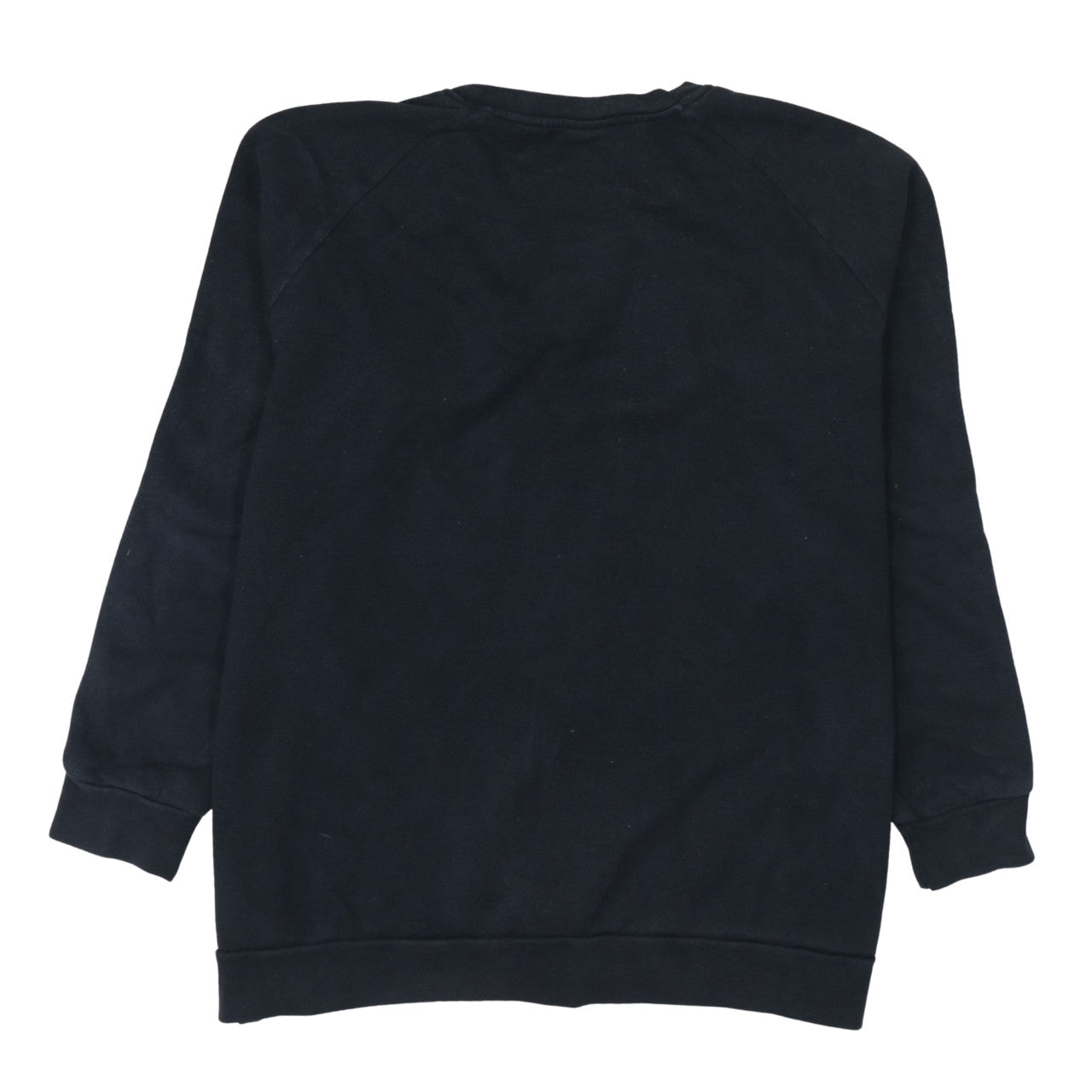 Adidas Women Black L Crew Neck Pullover Sweatshirt with Logo Stripes