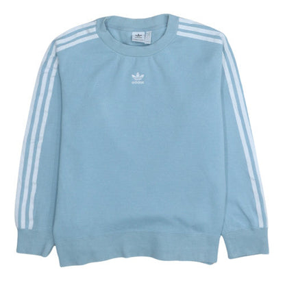 Additional front view of Adidas Women Blue Crew Neck Pullover Sweatshirt UK 6 Cotton Blend