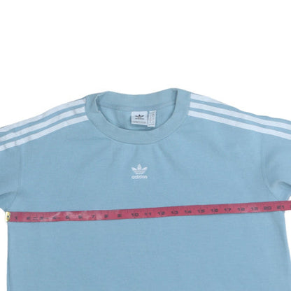 Back view of Adidas Women Blue Crew Neck Pullover Sweatshirt UK 6 Cotton Blend