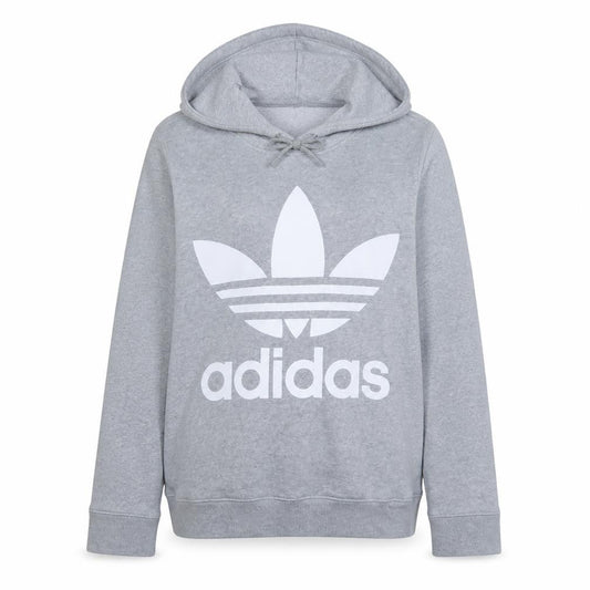 Adidas Women's Grey Trefoil Pullover Hoodie Size 16 UK