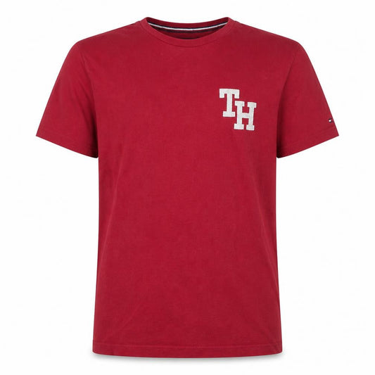 Tommy Hilfiger Men's Red Cotton Logo T-Shirt Size L
