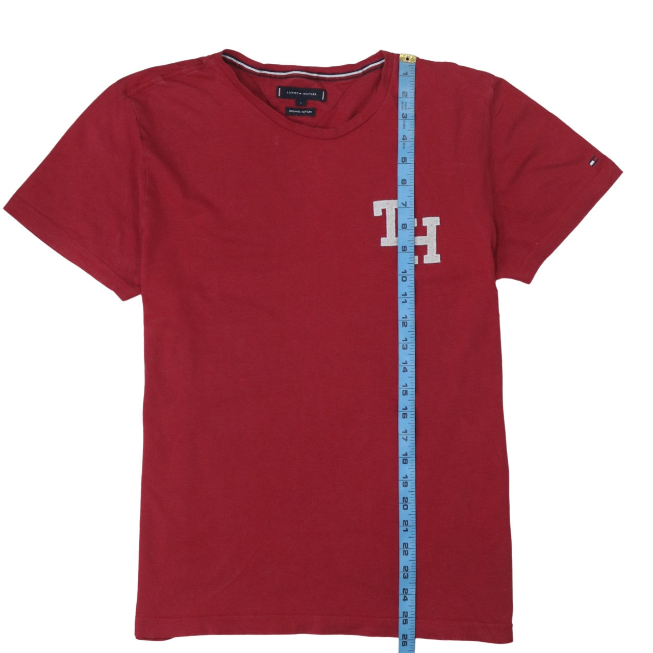Tommy Hilfiger Men's Red Cotton Logo T-Shirt Size L