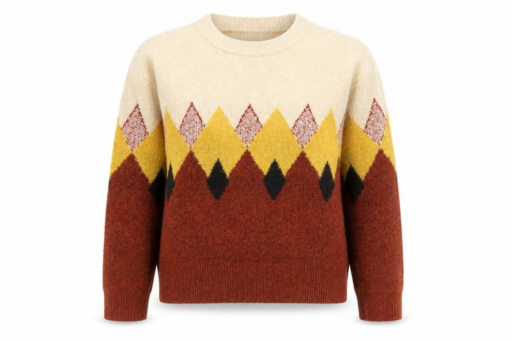 JCL Womens Multicoloured Argyle Knit Crew Neck Pullover Jumper M