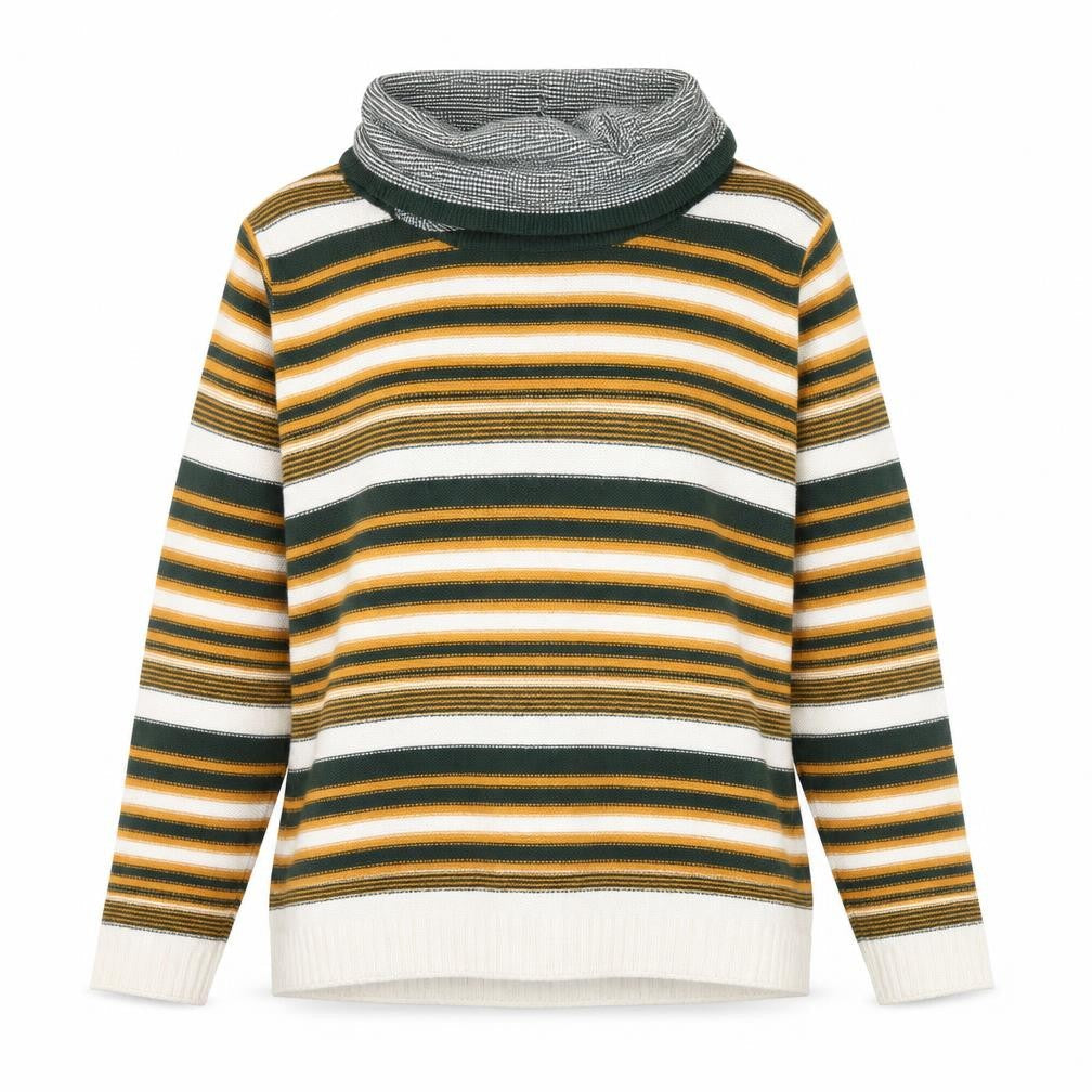 Gina Tricot Women's Multicoloured Striped Roll Neck Jumper Size S