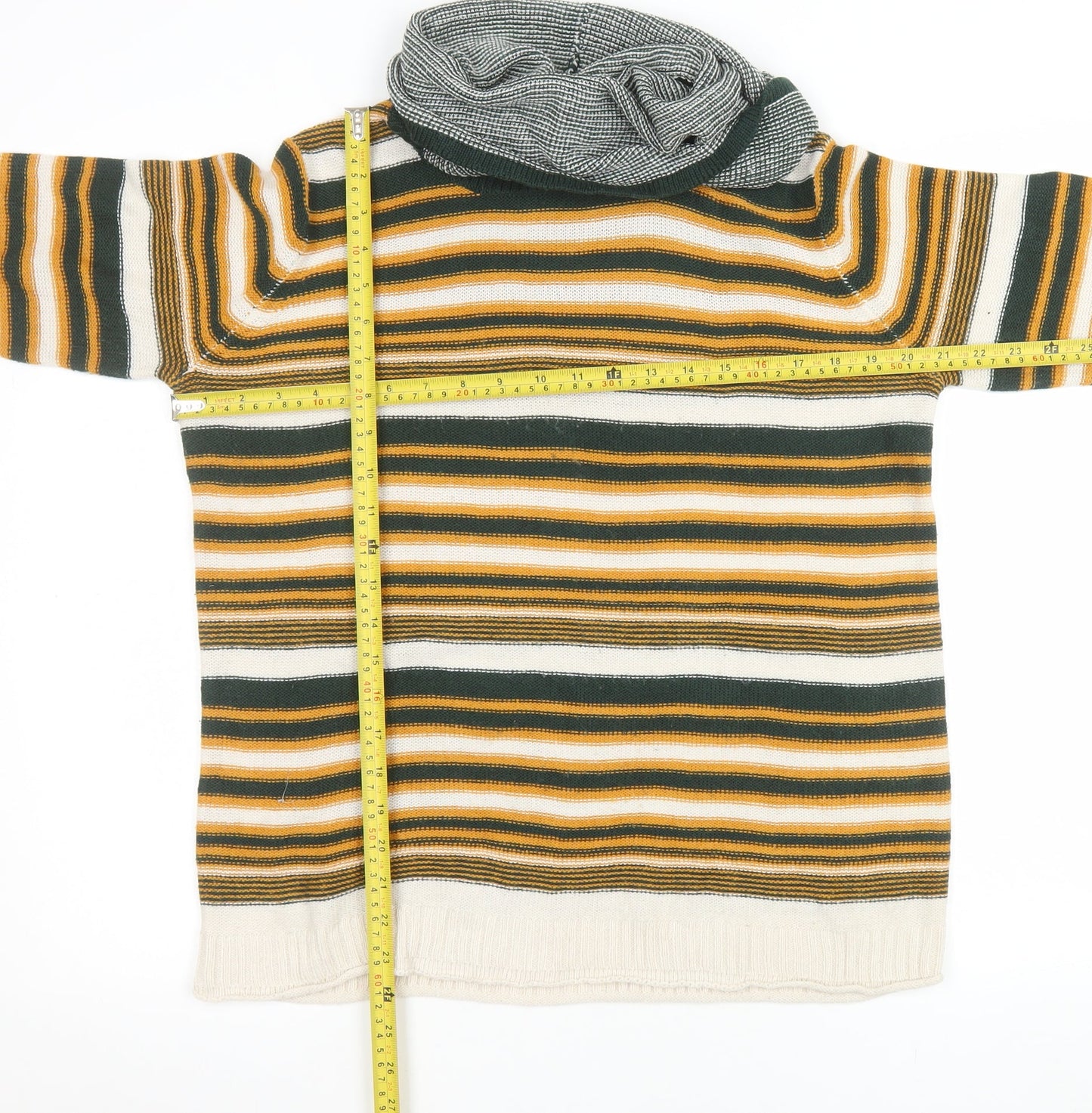 Gina Tricot Women's Multicoloured Striped Roll Neck Jumper Size S