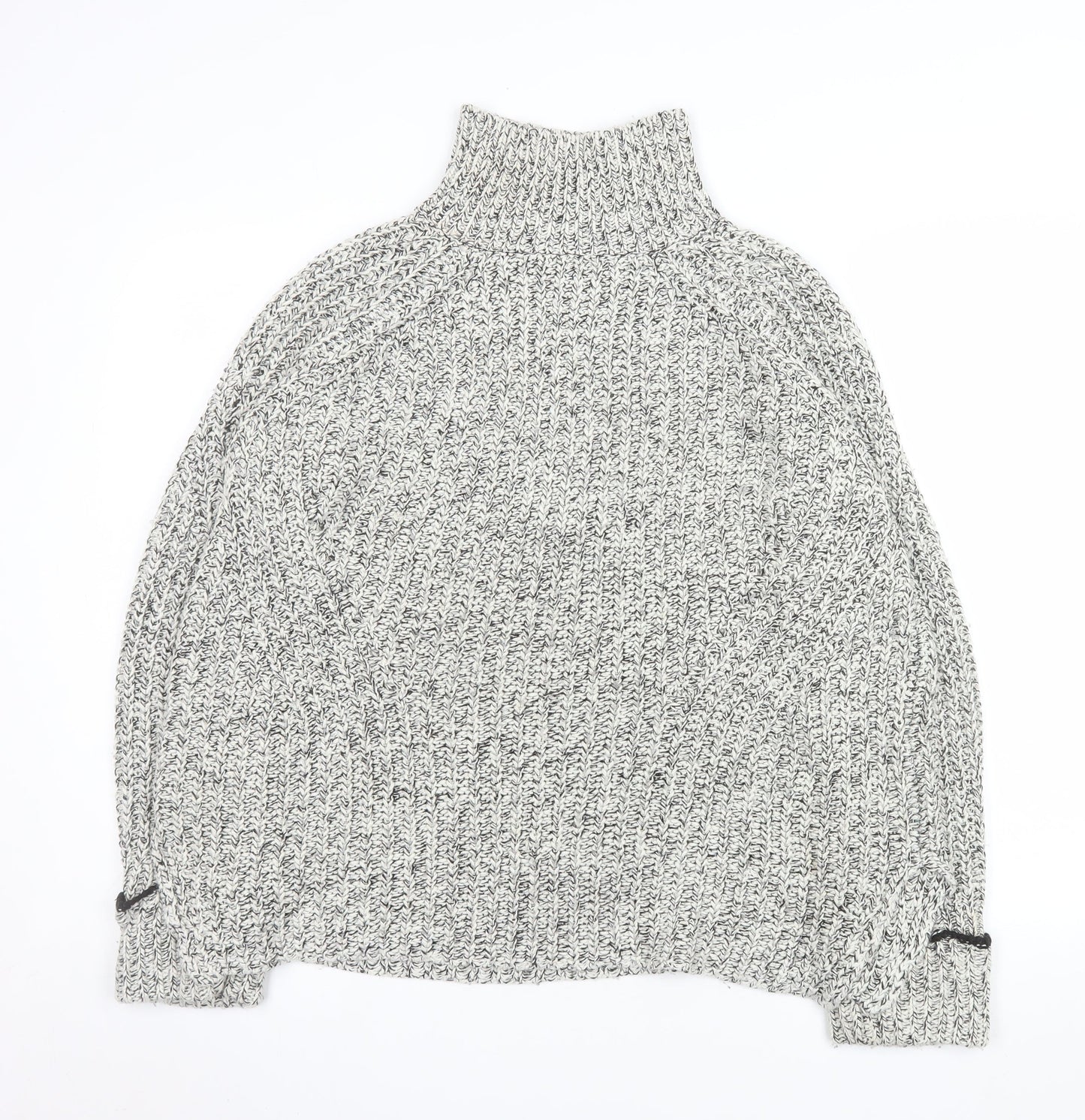 Topshop Women's Grey Roll Neck Chunky Knit Jumper Size 12