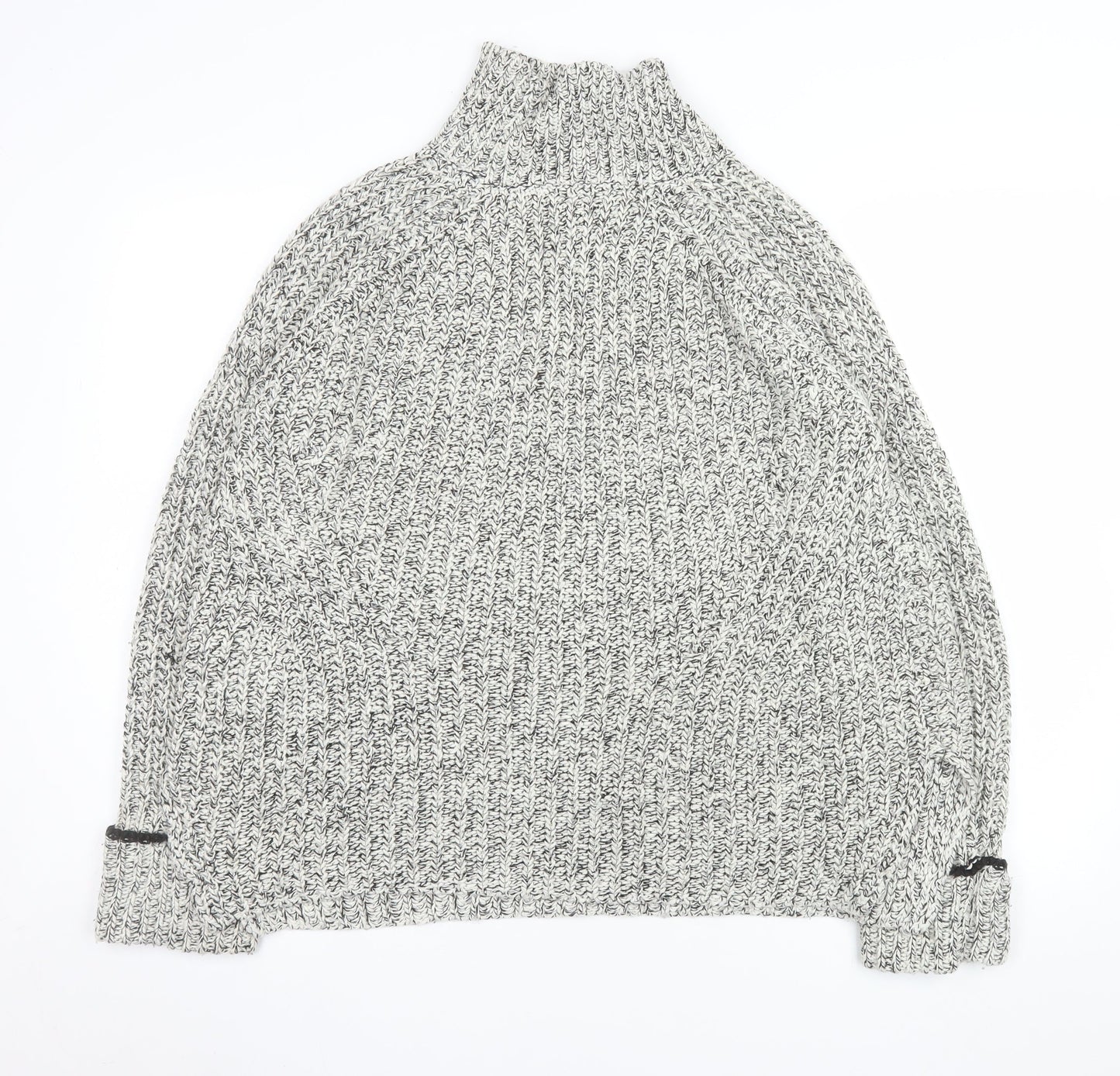 Topshop Women's Grey Roll Neck Chunky Knit Jumper Size 12