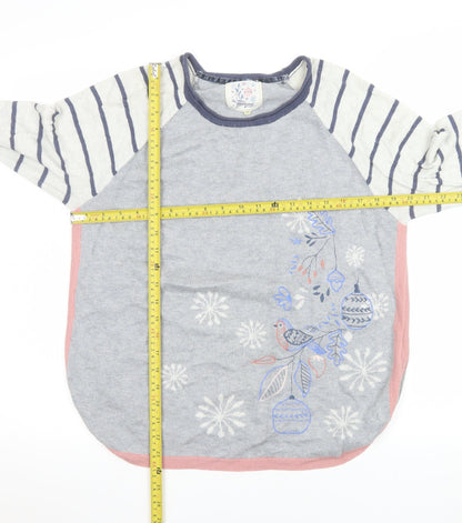 Back view of Mantaray women’s grey, size UK 14, embroidered bird jumper