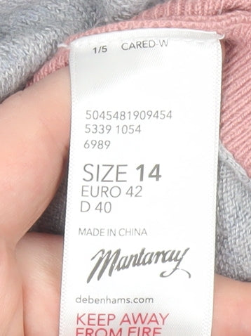 Brand and care label for Mantaray women’s grey, size UK 14, embroidered bird jumper