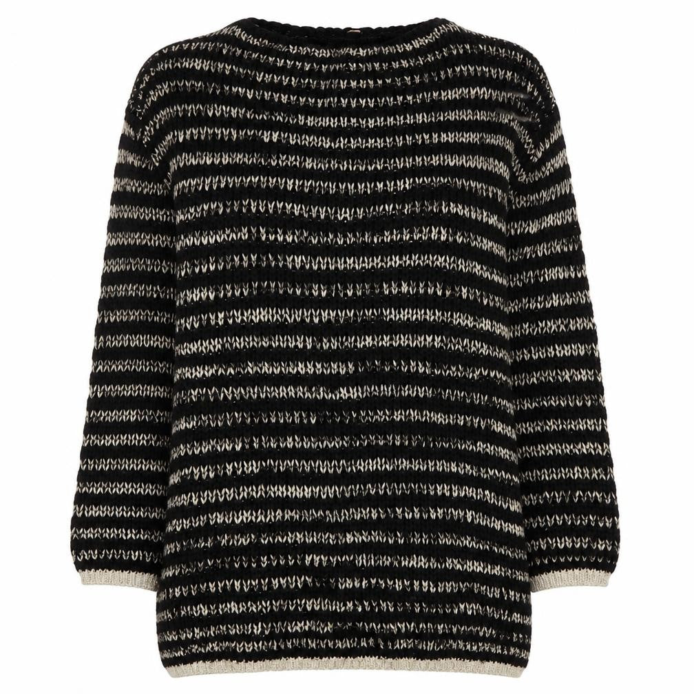 Sweewë Paris Women's Black Striped Mohair Knit Pullover Jumper S