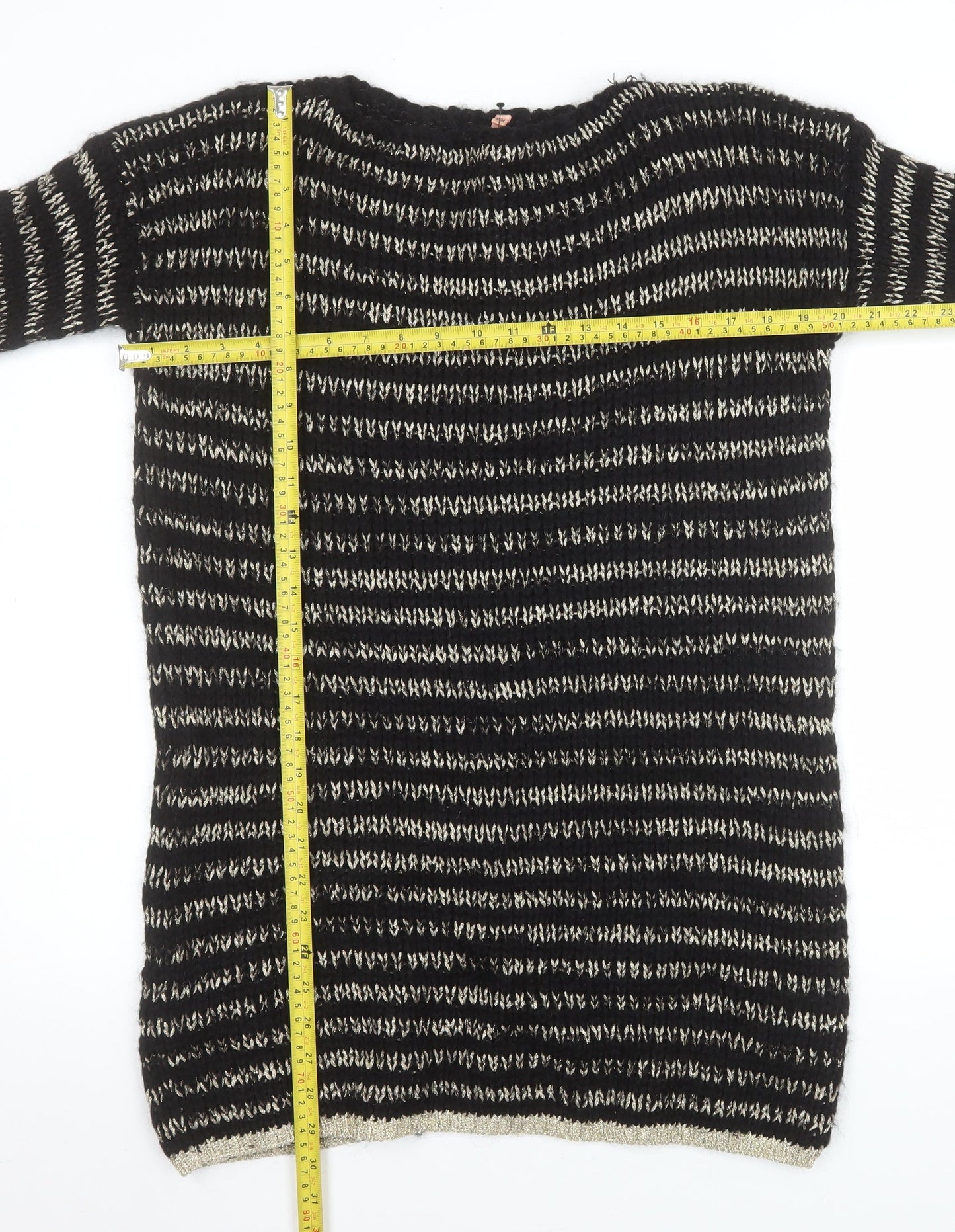 Sweewë Paris Women's Black Striped Mohair Knit Pullover Jumper S