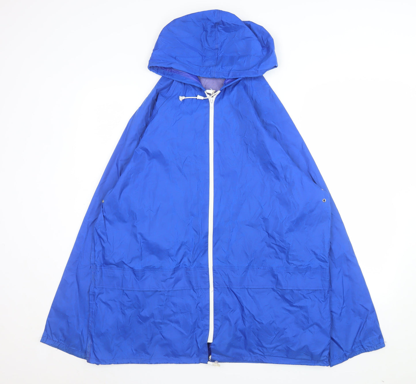 Millets Men’s Blue Hooded Rain Cape Waterproof Nylon Size M Vintage