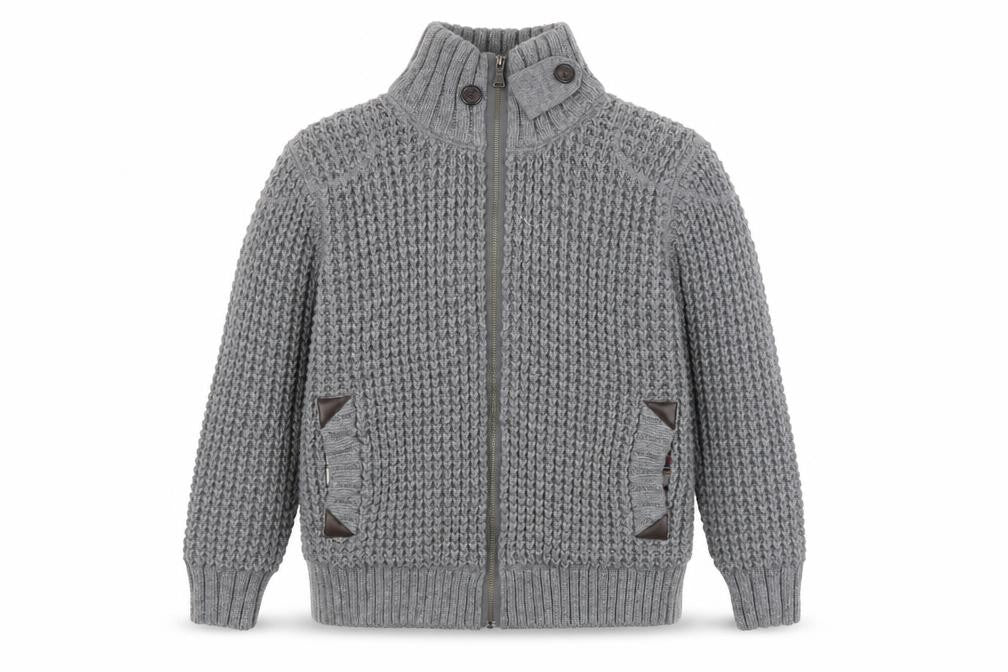 Next Men’s Grey Chunky-Knit Full Zip High Neck Jumper L