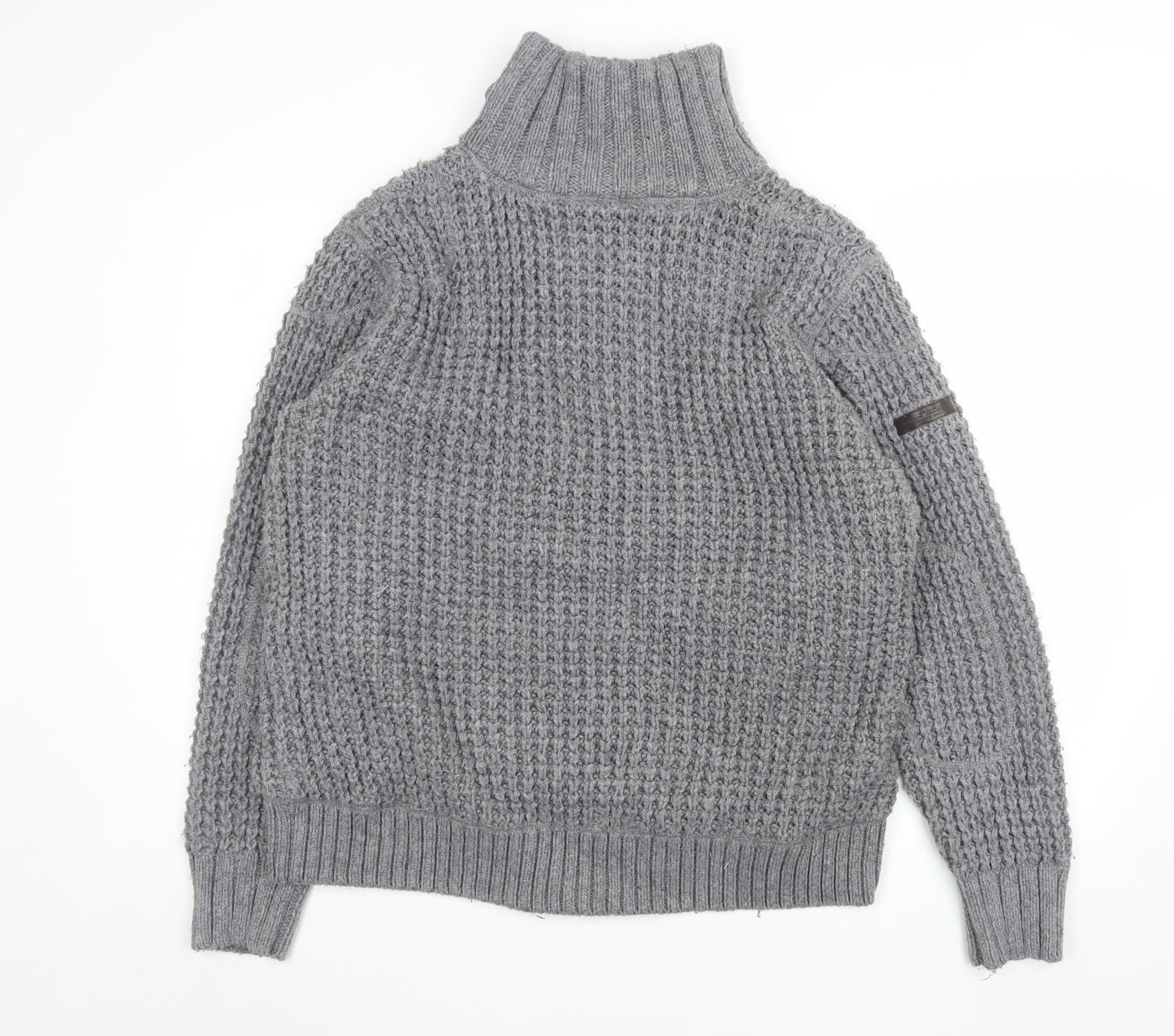 Next Men’s Grey Chunky-Knit Full Zip High Neck Jumper L