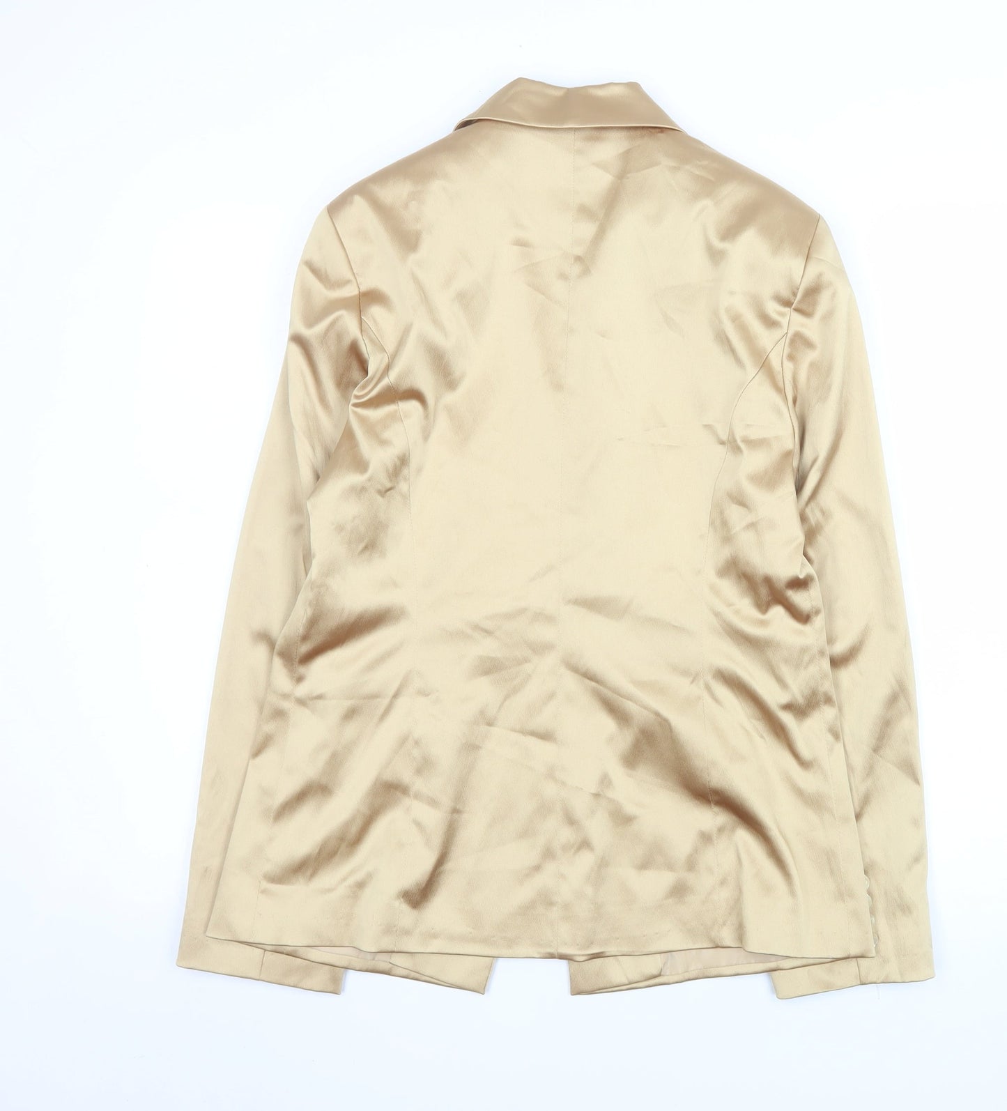 NL Collection Women Beige Single-Breasted Blazer UK 14 Tailored Satin Finish