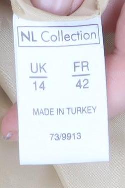 NL Collection Women Beige Single-Breasted Blazer UK 14 Tailored Satin Finish