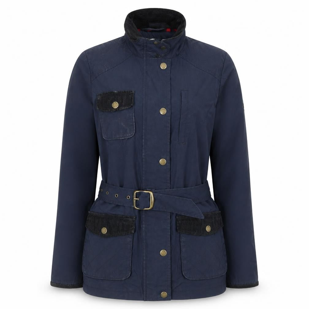 FatFace Women's Blue Belted Parka Jacket Size 12 Lined Outdoor Style