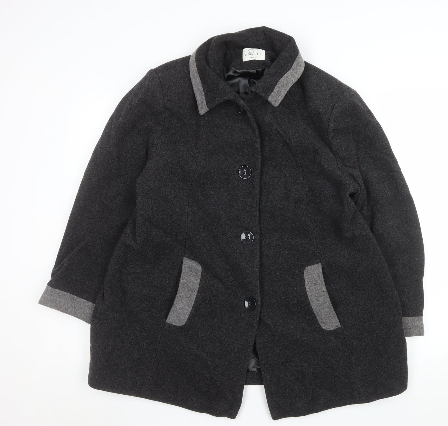 Eastex Women Black Wool Blend Mid-Length Coat Size 18