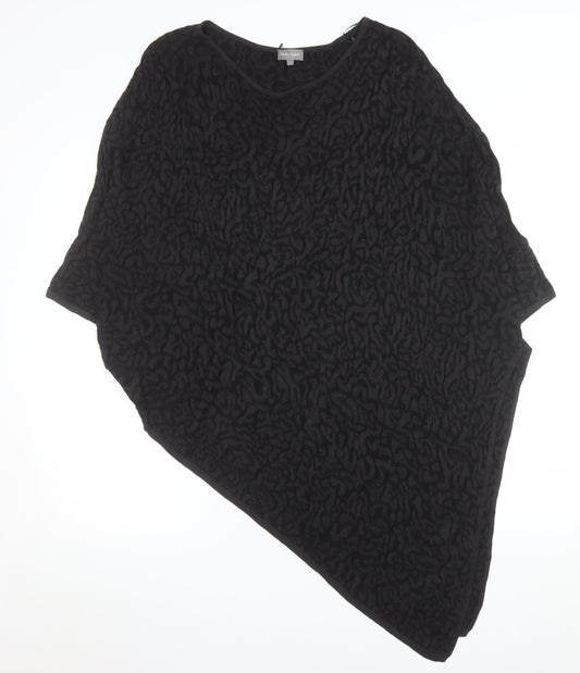 Phase Eight Women Black Animal Textured Tunic Top L Viscose Dolman Sleeve